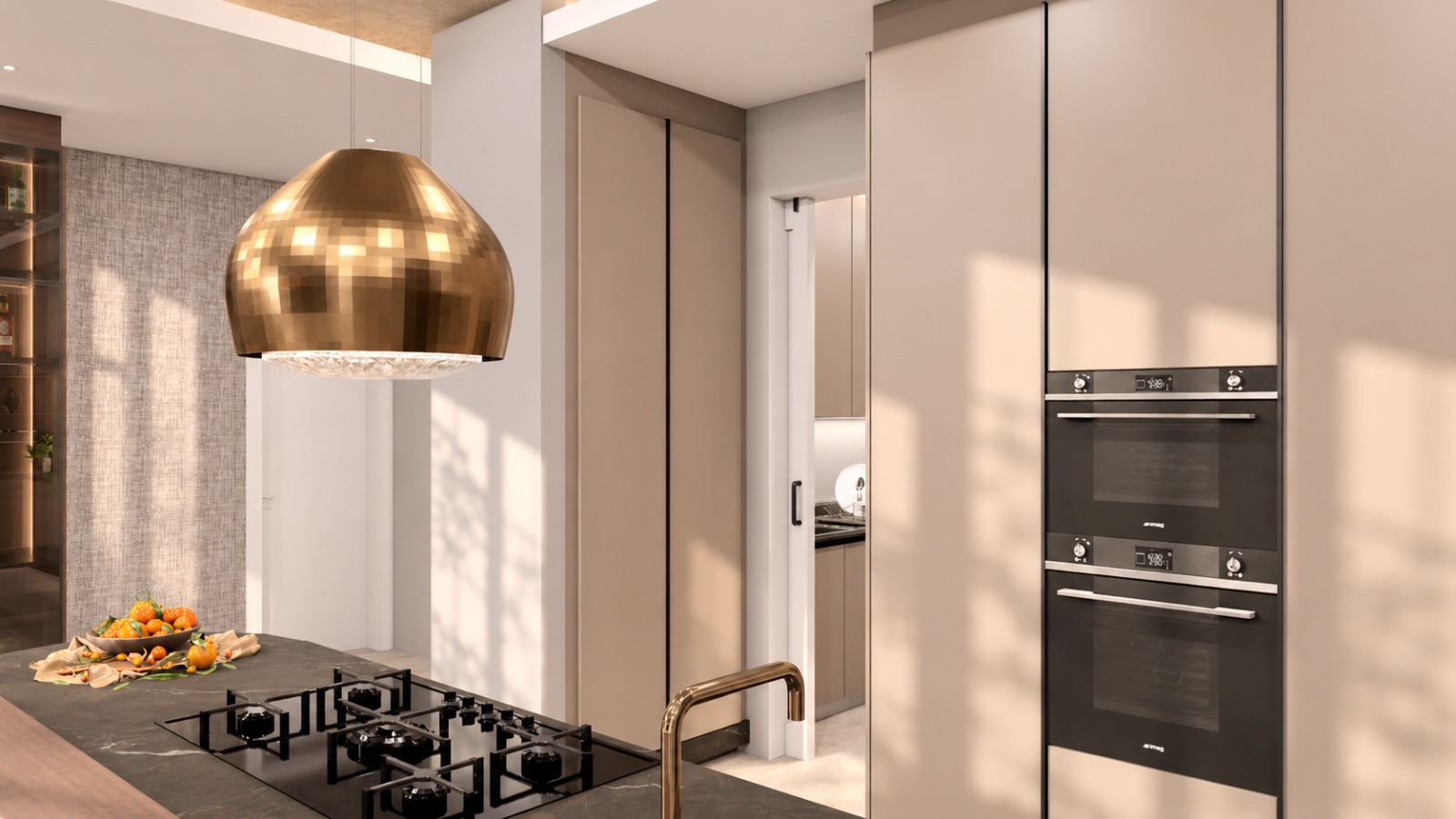 Hob and double oven tower