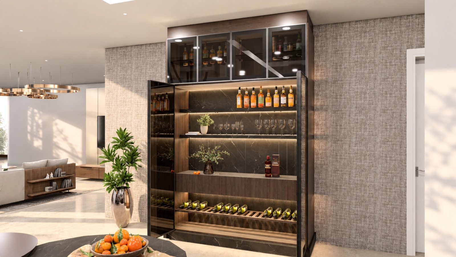 Lit display shelving and wine racks