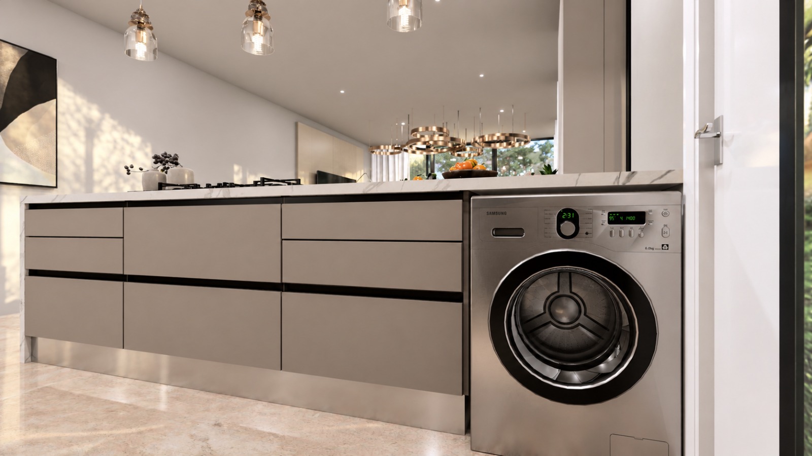Drawer storage and laundry position