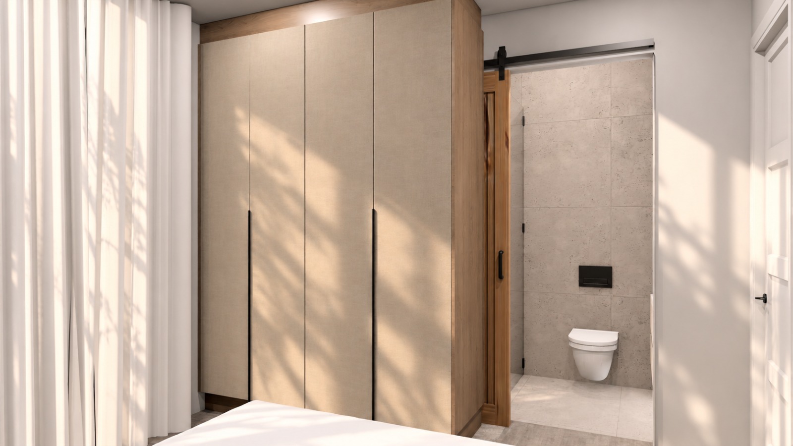 Wardrobe run with barn-style sliding door