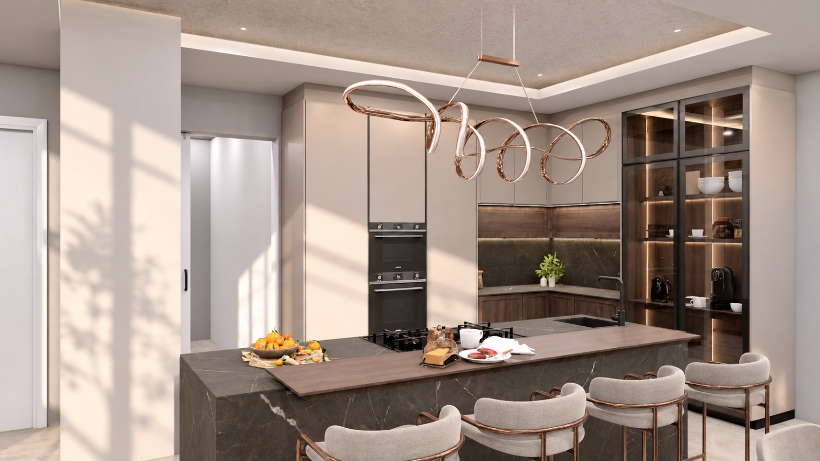 Kitchen from the living area